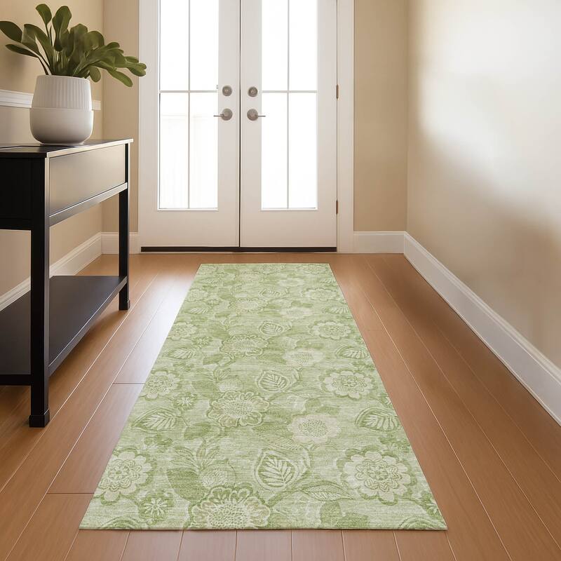 Premium Washable Super Soft Traditional Mayfield Rug - Sage - 2'3" x 7'6"