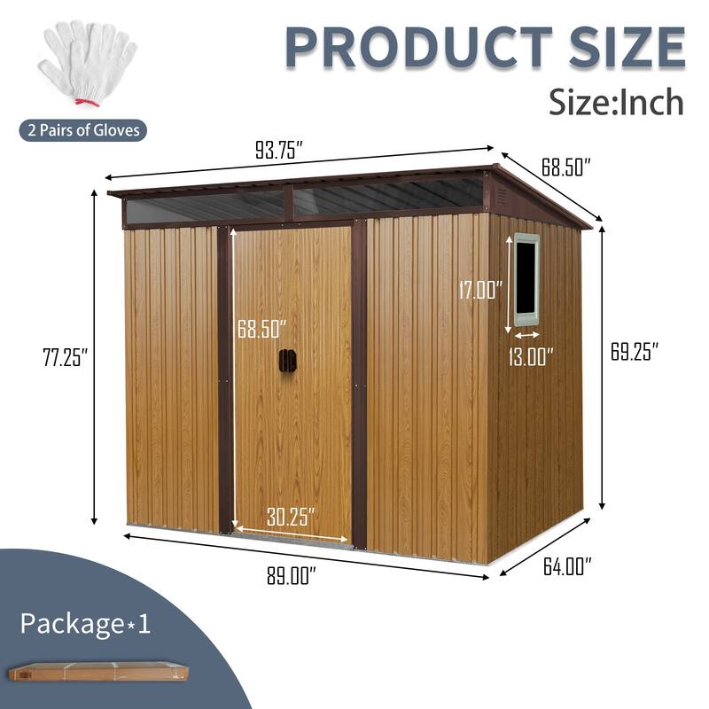 GDF Studio - Mirren Outdoor Metal Storage Shed with Window and Lockable Sliding Door
