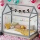 preview thumbnail 1 of 25, Wooden House Bed Kids Bed,Twin Size Playful Bed for Home Grey