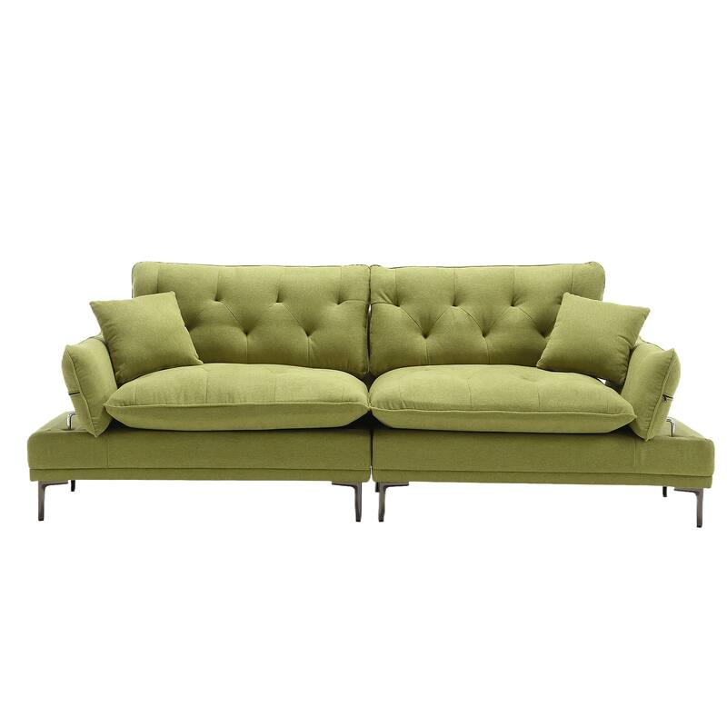 Modern upholstered loveseat couches with metal feet - N/A