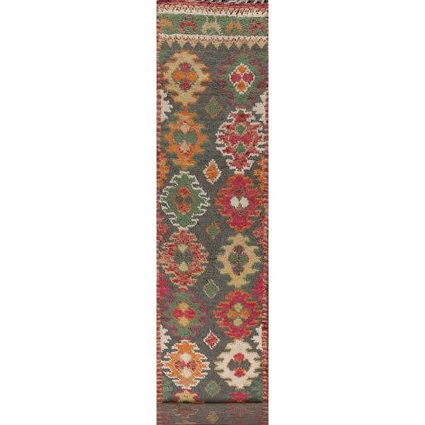 slide 1 of 16, Geometric Oriental Moroccan Long Wool Runner Rug Hand-knotted Carpet - 2'6" x 16'9"