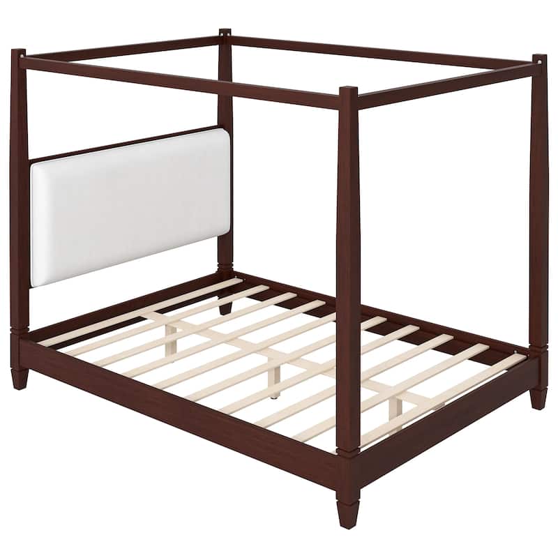 Canopy Platform Bed with Upholstered Headboard by Harper&Bright Designs