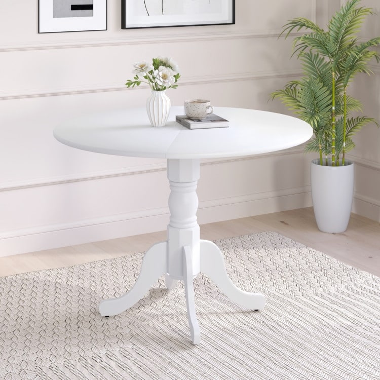 Rubber Wood Round Dining Table with Curved Legs and Adjustable Foot Pads - 40 x 40 x 29 inch (L x W x H)