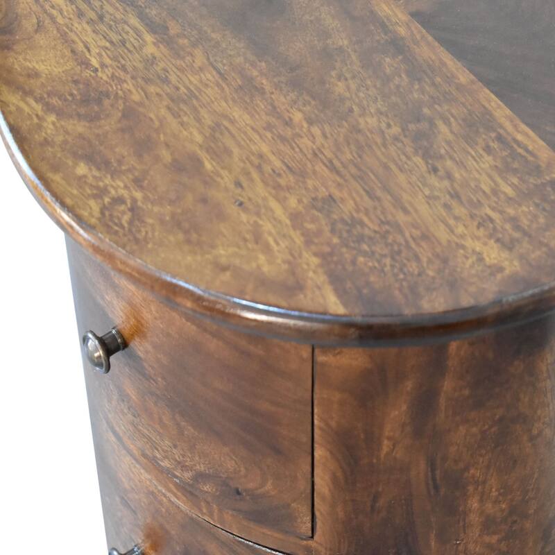 Artisan Furniture Mango Solid Wood 3 Drawer Chestnut Drum ,Dark Brown