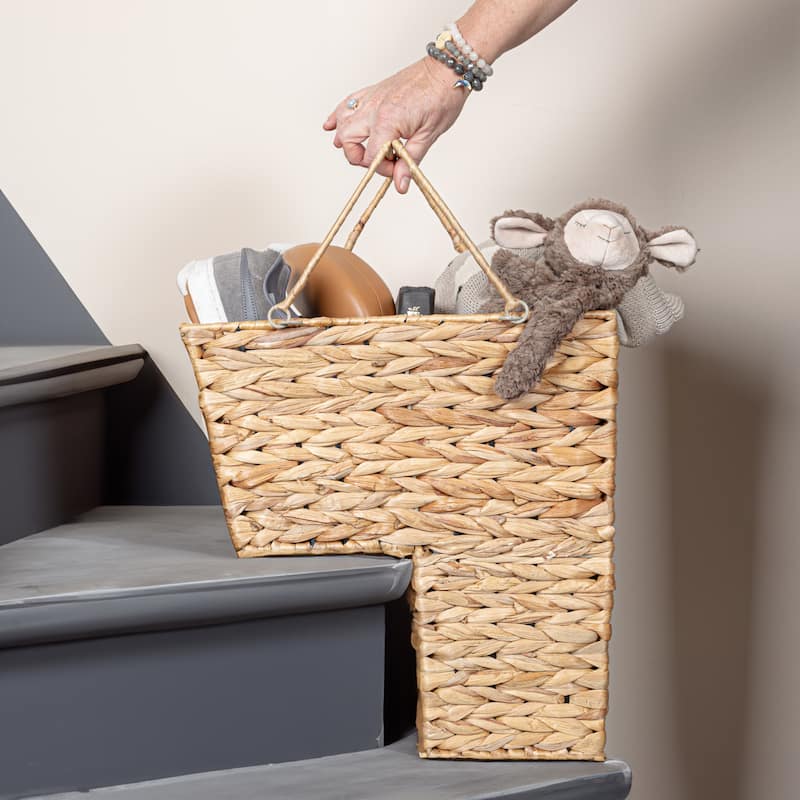 Household Essentials Wicker Stair Basket with Handles