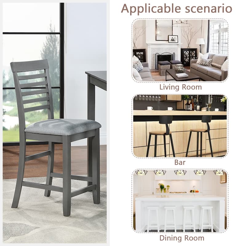 GDFStudio - Maison Modern Linen Upholstered Wooden Counter Height Dining Chairs Set, Padded Seat & Non-slip Feet Pads, Set of 4