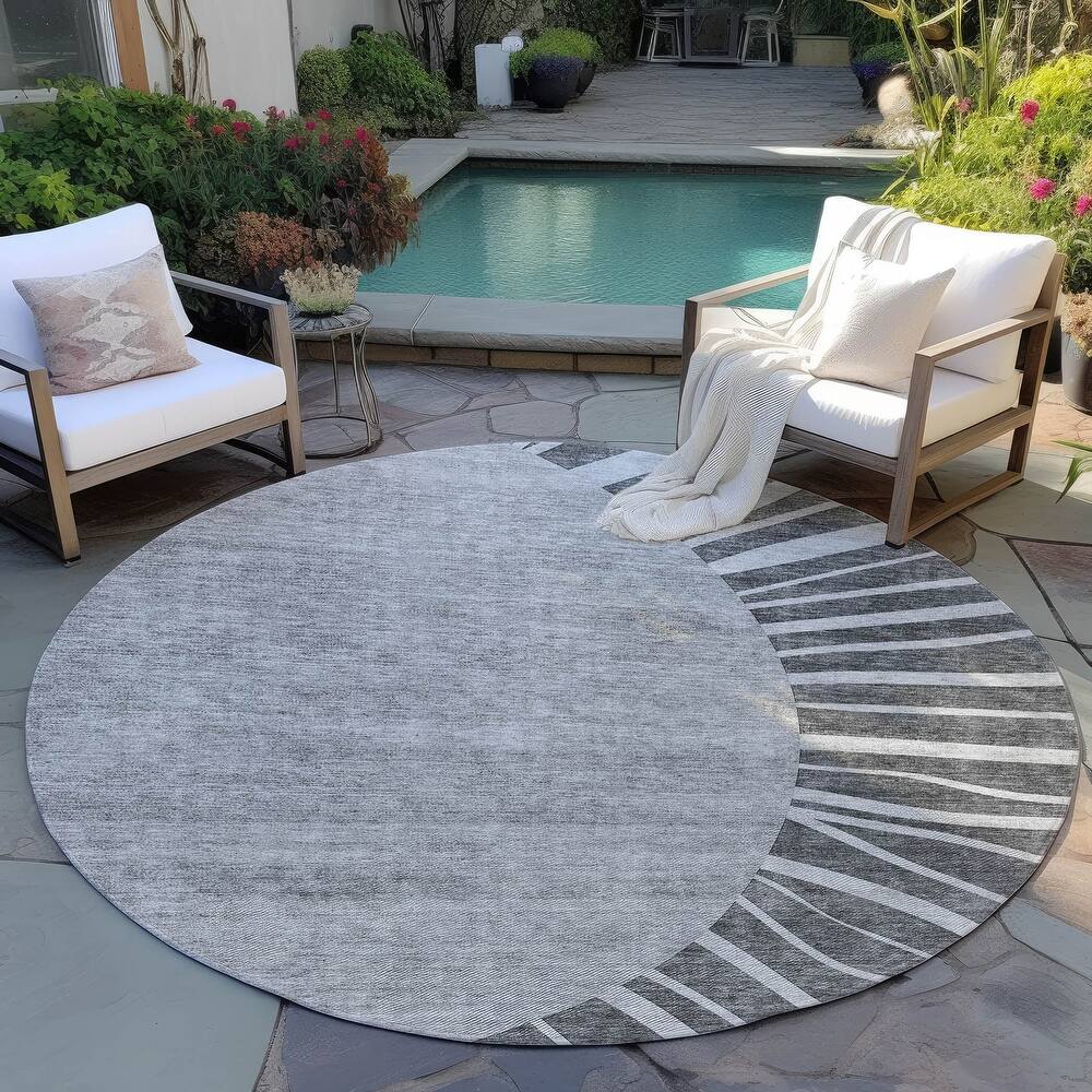 Machine Washable Indoor/ Outdoor Chantille Modern Sunburst Rug