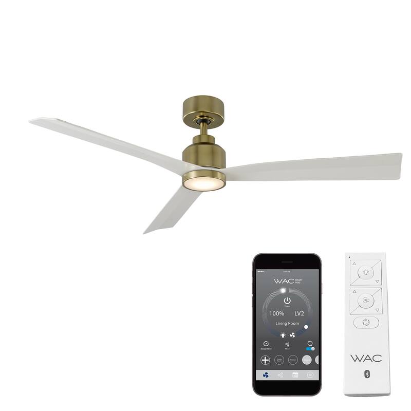 Clean Indoor/Outdoor 3-Blade Smart Ceiling Fan 52in with 3000K LED and Remote Control - 52