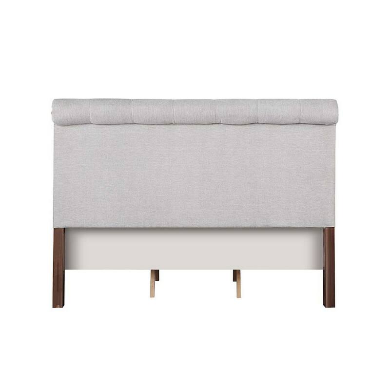Kael Deep Tufted Queen Size Bed, Soft Light Gray Fabric Upholstered Frame
