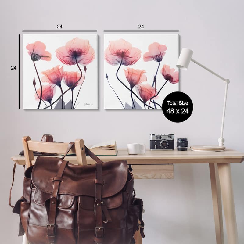 Stupell Various Faded Pink Flowers Canvas Wall Art Design By Albert Koetsier (Set of 2)