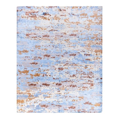 Modern One-of-a-Kind Hand-Knotted Area Rug - Ivory, 8' 2" x 10' 1" - 8' 2" x 10' 1"