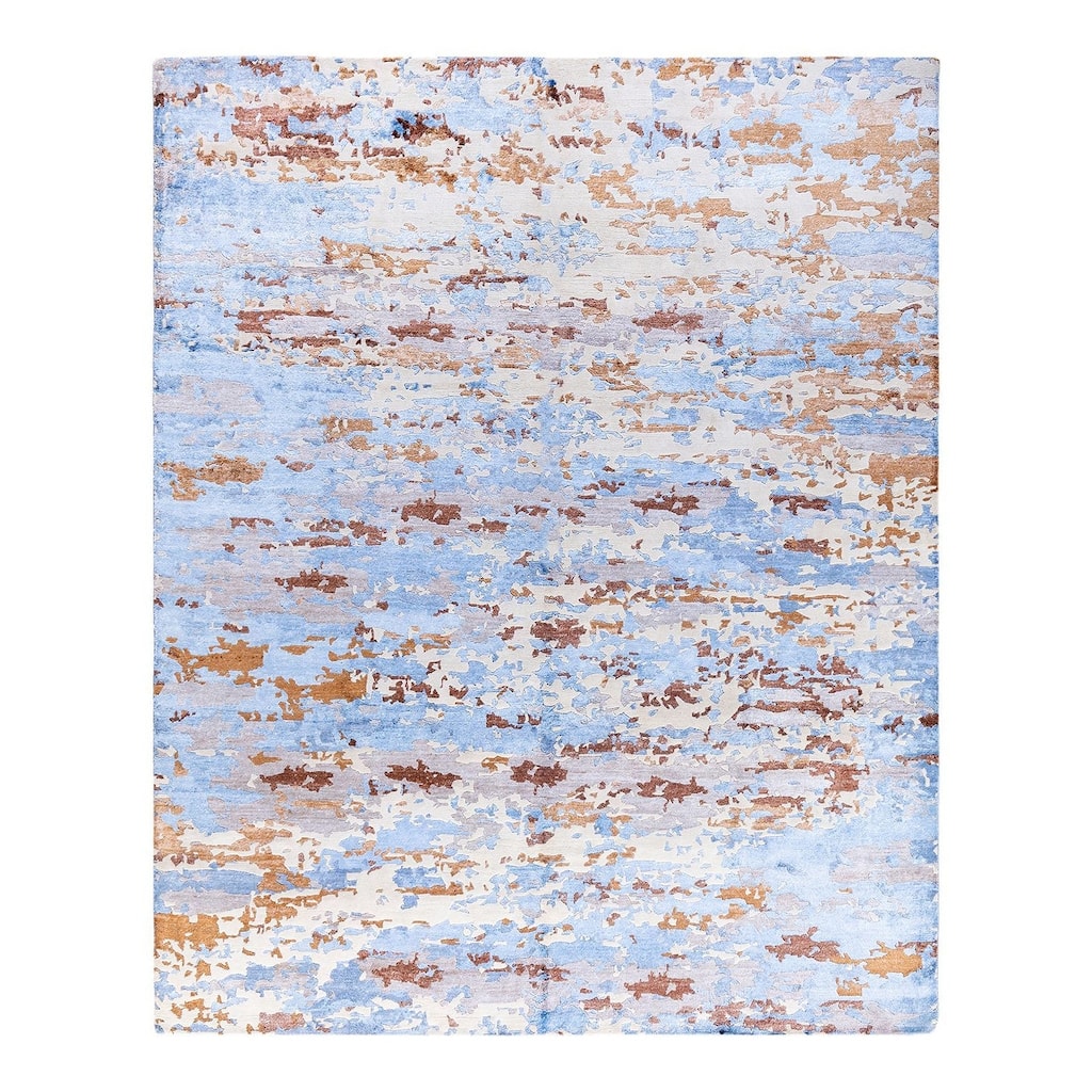 Modern One-of-a-Kind Hand-Knotted Area Rug - Ivory, 8' 2" x 10' 1" - 8' 2" x 10' 1"