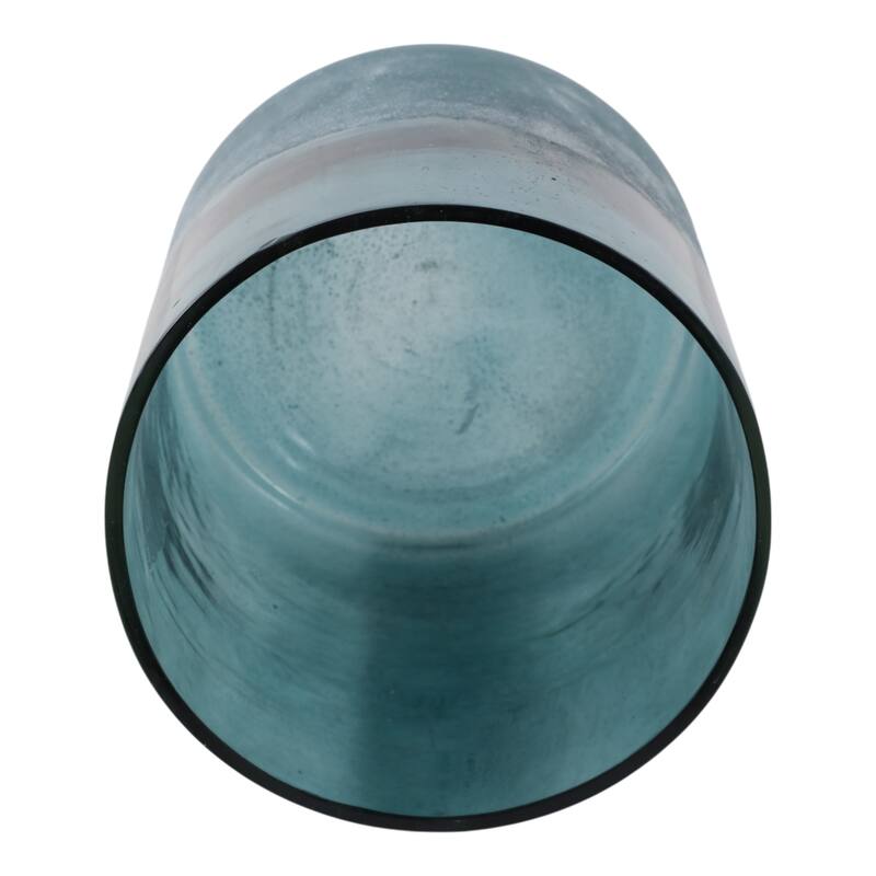 Glass Frosted Bottom Hurricane Candle Holder - Blue