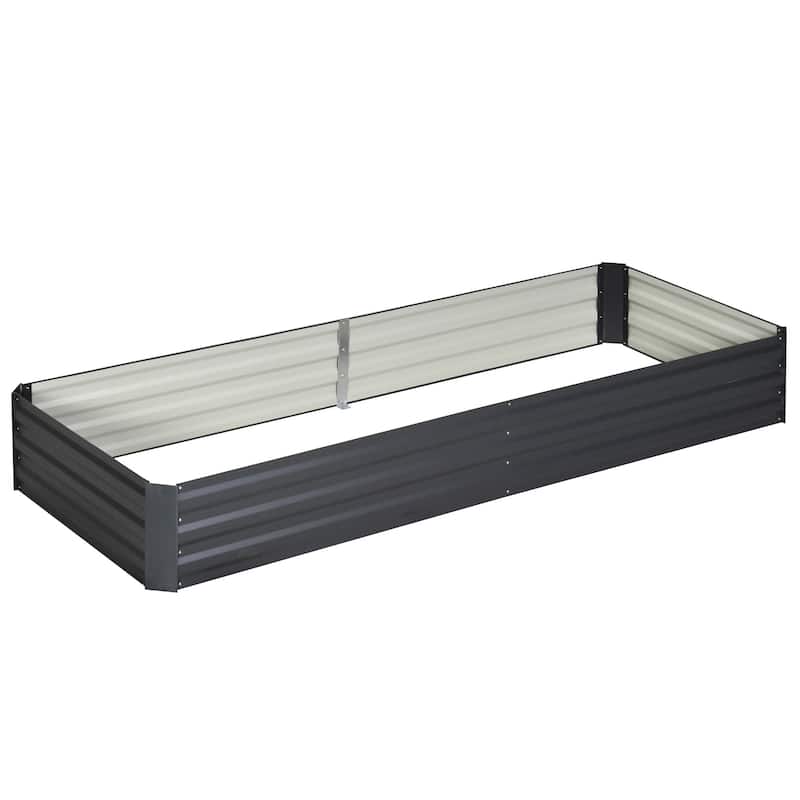 Outsunny 95" x 36" x 12" Galvanized Raised Garden Bed, Metal Elevated Planter Box, Easy DIY and Cleaning for Growing Flowers