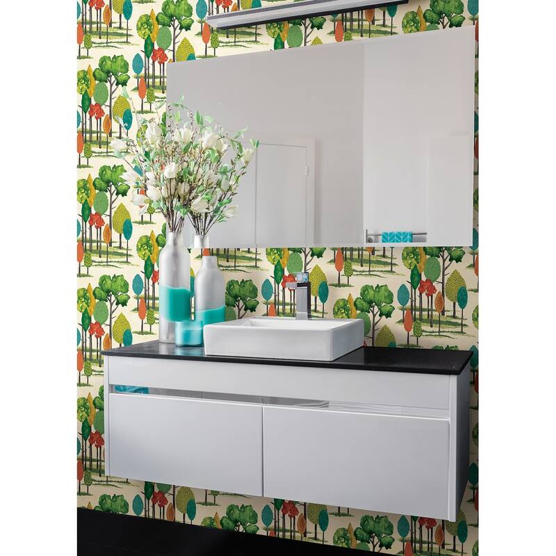 Cypress Teal Tall Trees Wallpaper