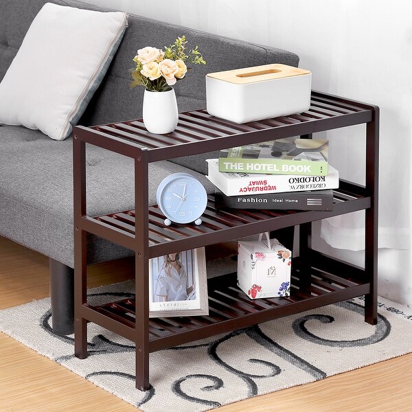 LANGRIA 3 Tier Bamboo Shoe Rack, Free Stand Storage Shelf Organizer