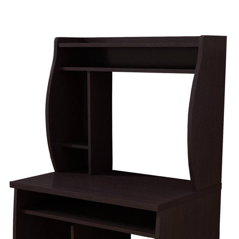 Niro Utility Desk Cart with Hutch, 7 Shelves, 53 Inch Red Cocoa Brown