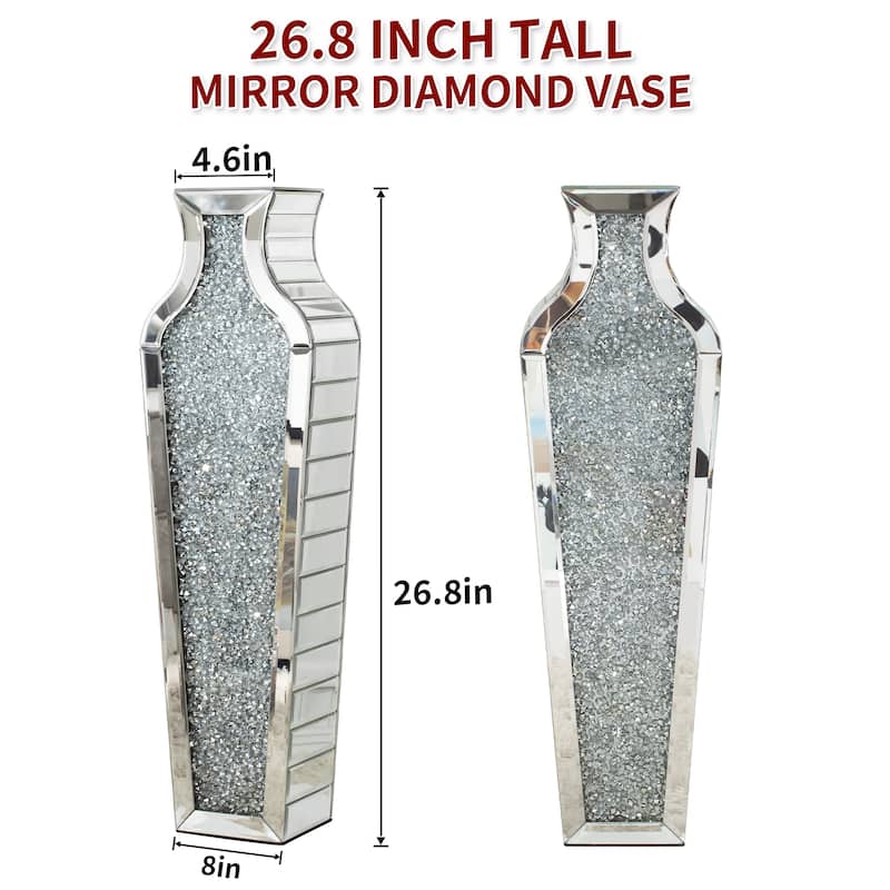 Tall Crushed Diamond Floor Vase