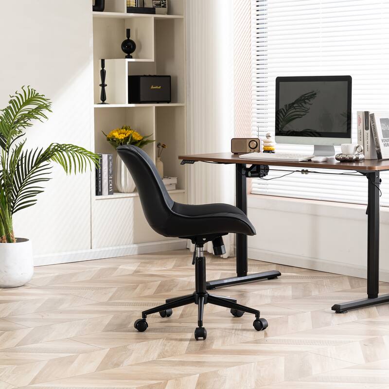 Armless Home Office Desk Chairs with Wheels Rolling Task Chair
