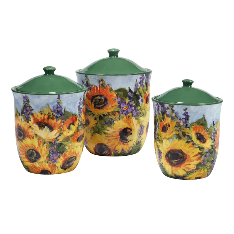 Certified International Sunflower Bouquet 3 piece Canister Set, 54 oz., 72 oz., 104 oz. - 54 oz., 72 oz., 104 oz.