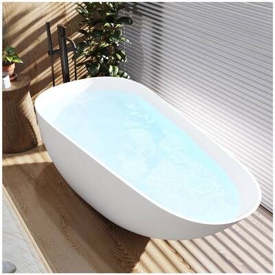 Freestanding Bathtubs - 59” White Rectangular Portable Bathtub Adult - Medium