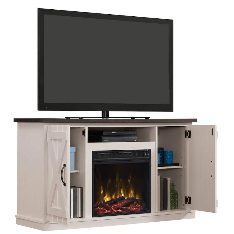 Modern Farmhouse TV Stand for TVs up to 55" with Electric Fireplace