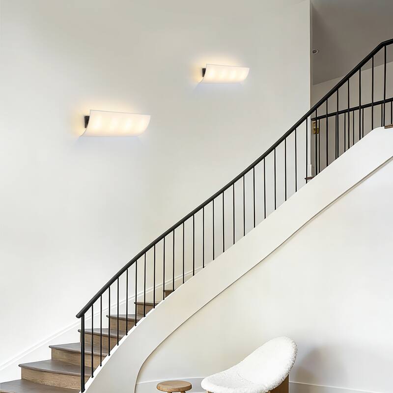 3-Light Modern Minimalist Rectangular Black & White Wall Sconce - Matte Black