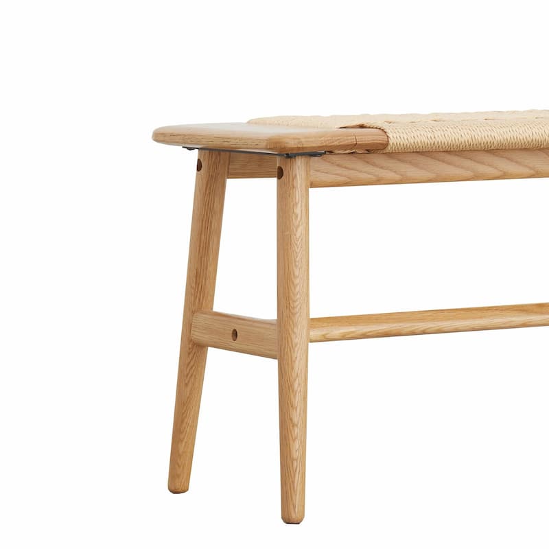 Natural Oak Wood Bench - Woven Design - Multi-Room Use