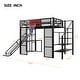 preview thumbnail 4 of 22, Full Size Loft Bed with Built-in Desk & Open Wardrobe, Heavy Duty Metal Bedframe with Basketball hoop, Slide and Staircase