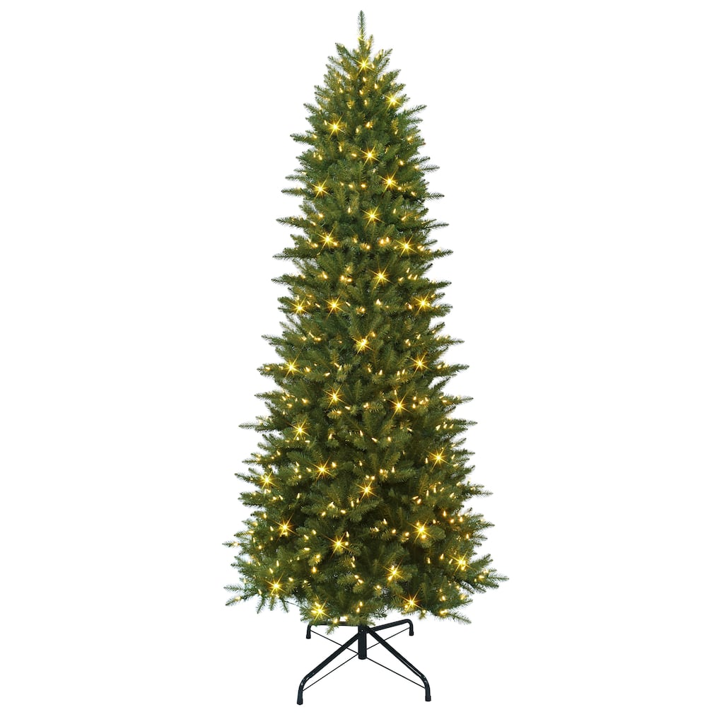 Puleo International 10 ft. Pre-lit Slim Artificial Fraser Fir Tree