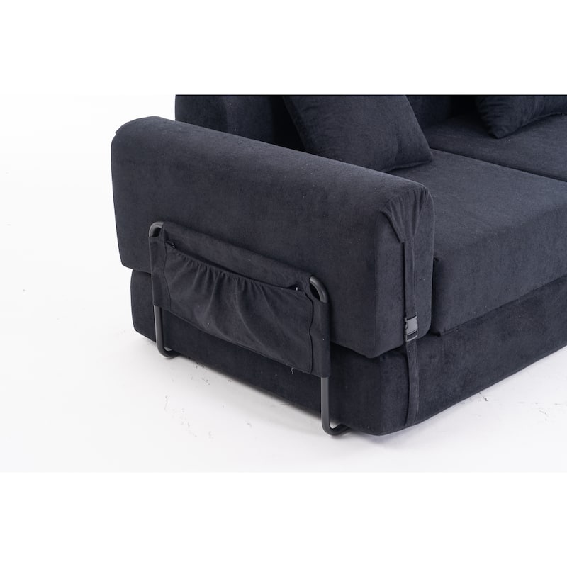 Folding Chaise Longue Sofa Fold Out Loveseat Floor Couch, Convertible Sleeper Sofa Bed Modular Leisure Sofa