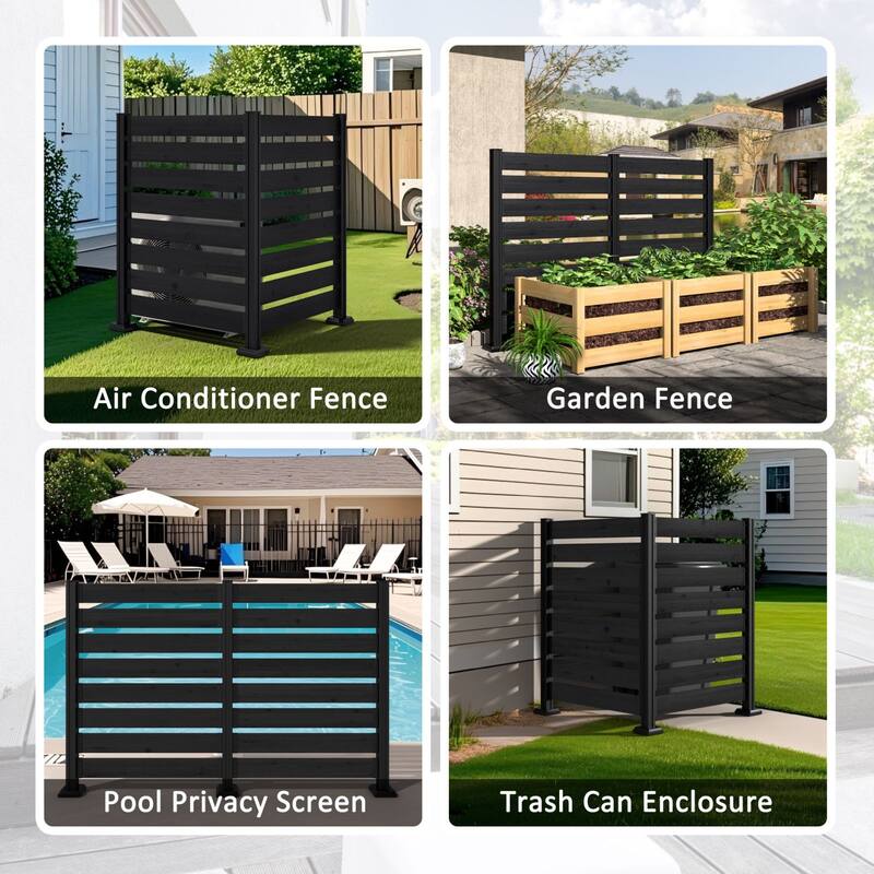 VEIKOUS Versatile 4-Sided Wooden Privacy Panels, L-Shape or Straight Line Fence for Garden, Pool, AC Unit, and Trash Enclosure