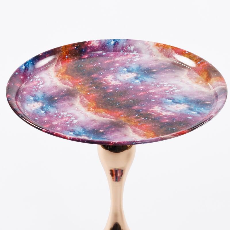 Mermaid Tail End Coffee Table Round Side Table with Metal Base Table, for Living Room Bedroom Office Garden