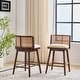 preview thumbnail 2 of 29, Christopher Knight Home - Talia Scandinavian Upholstered Wooden Counter Stool Set - Bar Chairs with Rattan Backrest Set of 2 - Beige,Dark Walnut