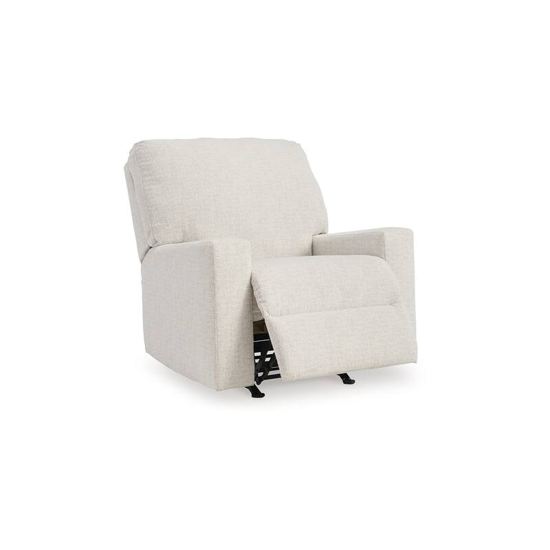 Anise Manual Rocker Recliner Chair, Pull Tab, Snow White Polyester