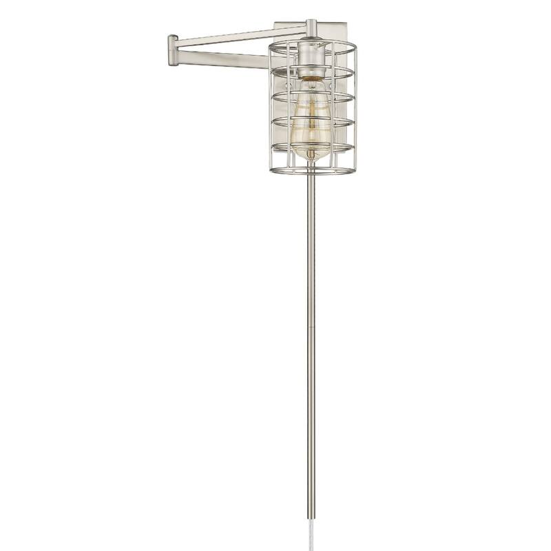 32"H Modern Plug-in Wall Sconce with LED Option and Dimmable Hanging Light Fixture Steel Frame - 32" H x 5" W x 20.75" D