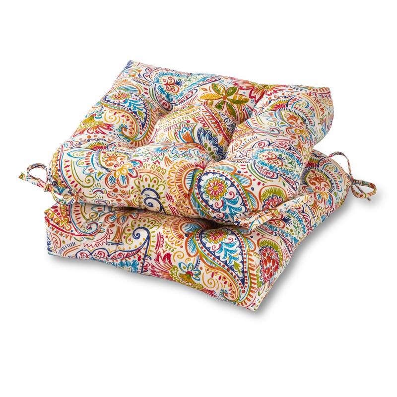 Painted Paisley 20-inch Patio Chair Cushion (Set of 2)