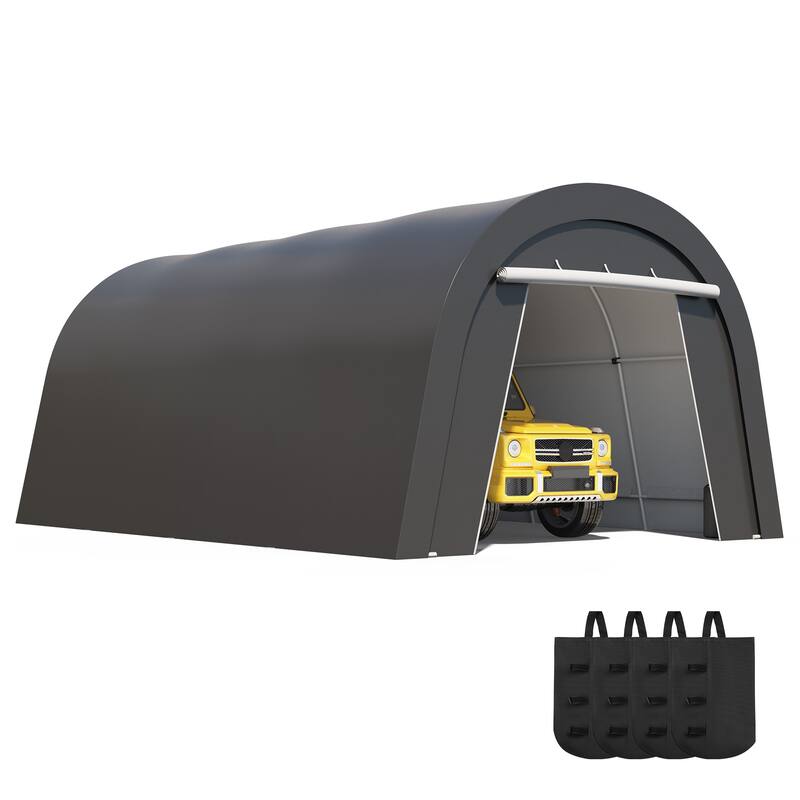 13' x 20'Portable Domed Carport with 2 Roll-up Doors