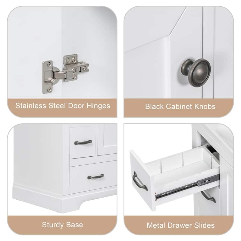 36 Inch MDF Freestanding Bathroom Vanity Set with Integrated Ceramic Sink