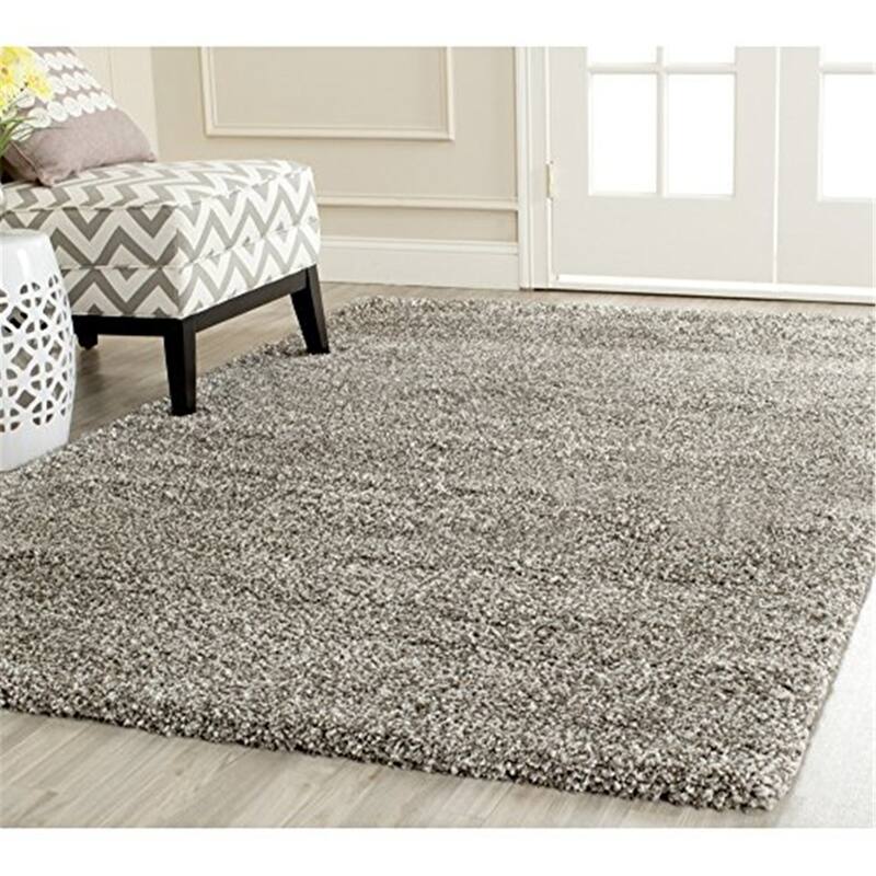 Asian Area Rug 8x10 - Grey Solid Shag Rug - Non-Shedding, Easy Care - Living Room, Bedroom Rug - 120 x 96