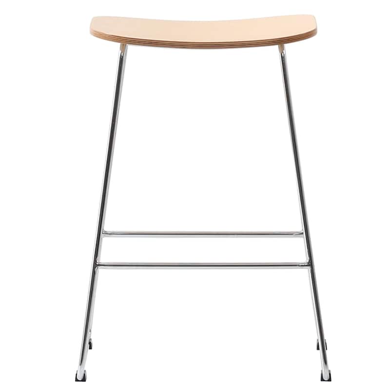 Melrose Modern Wood Saddle Seat Counter Stool by Set of 2 LeisureMod - 26"