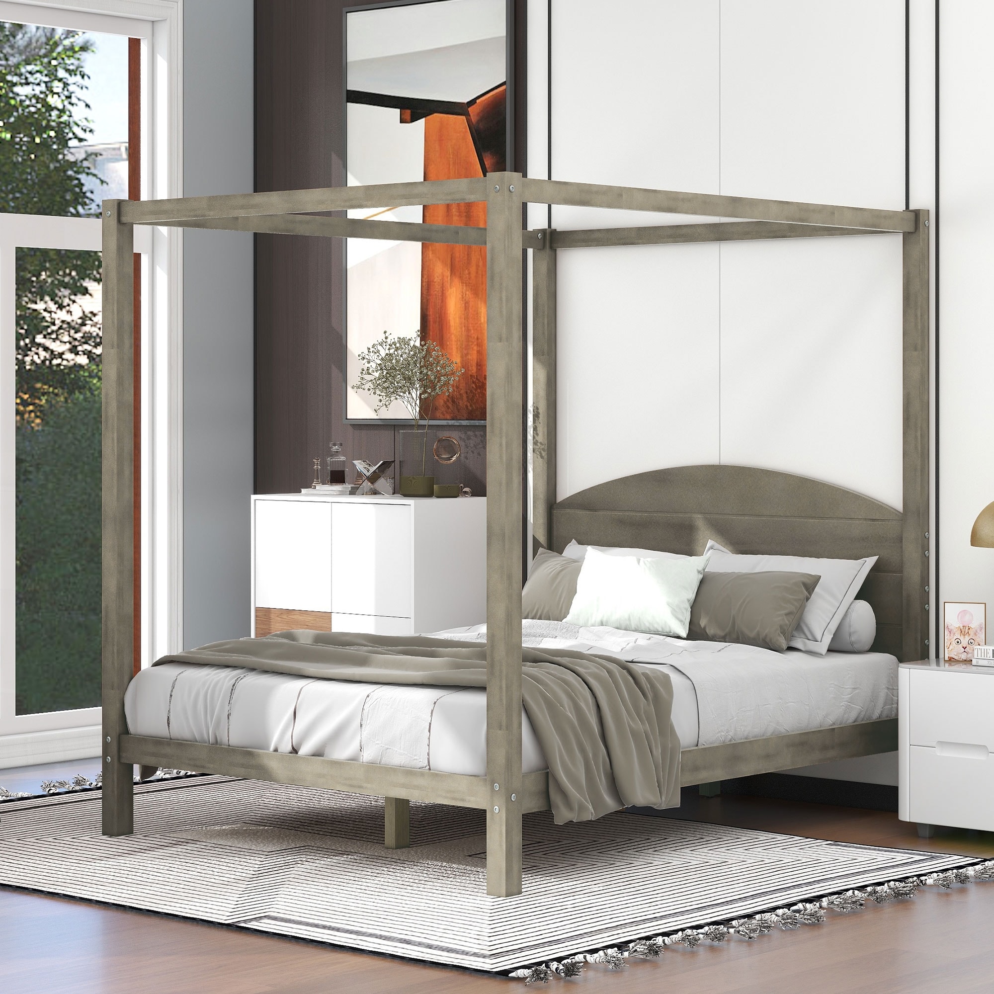 Canopy platform shop bed king