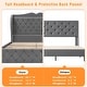 preview thumbnail 5 of 7, Full Size Grey Velvet Bed Frame with 4 Convenient Storage Drawers, Wingback Headboard with Charging Station