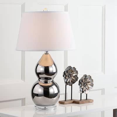 SAFAVIEH Lighting 26-inch Silver Jill Double Gourd Ceramic Lamp (Set of 2) - 16"x16"x26.5"