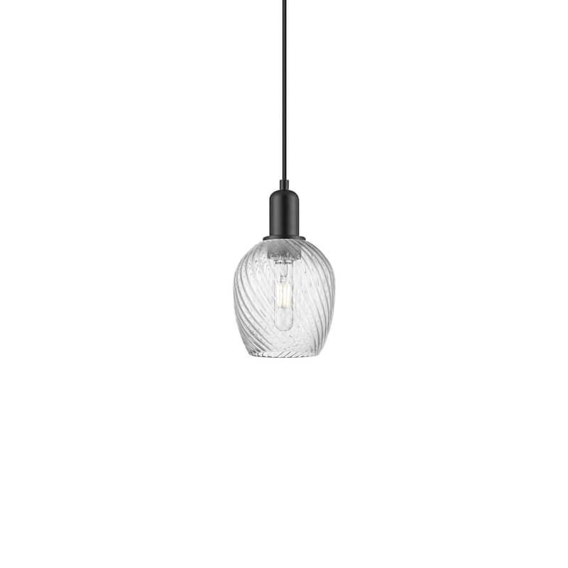 Innovations Lighting 716-1P-11-6 Salina Pendant Salina 6" Wide Mini - Matte Black / Clear Spiral Fluted