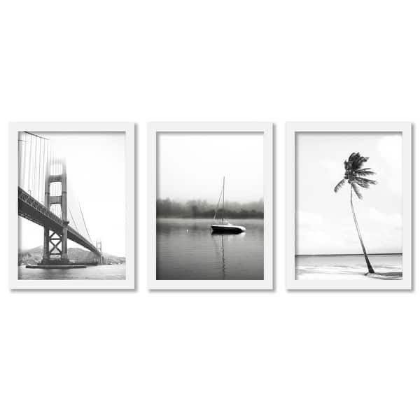 Cali Monochrome Tanya Shumkina Coastal 3 Piece Framed Gallery Art Set