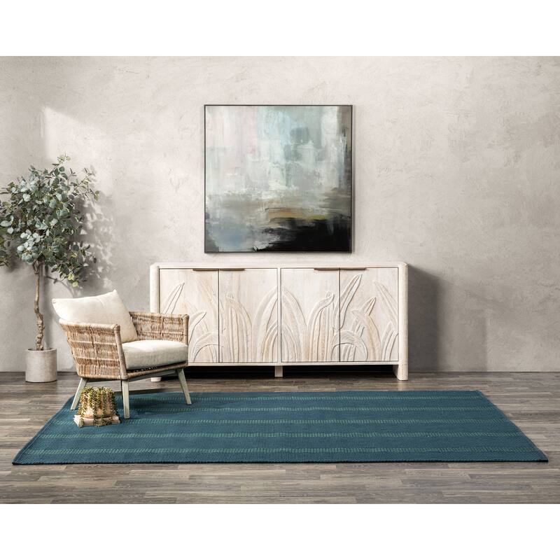 Villa by Classic Home Sorrento Handwoven Performance Stripe Fabric Rug