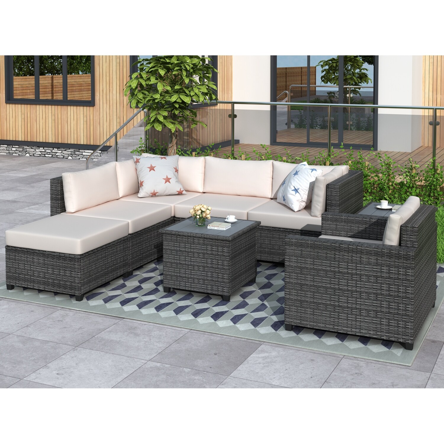 8 seater sale rattan sofa set