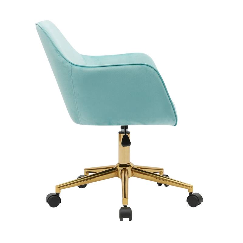 Modern Upholstered Home Office Chair with Adjustable Height & Gold Metal Legs, 360° Swivel