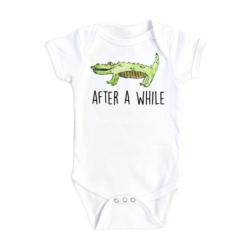 Crocodile While - Baby Boy Girl Clothes Infant Bodysuit Funny Cute Newborn - Natural - Newborn
